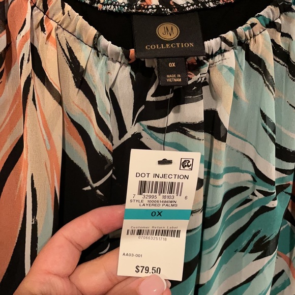 🆕JM Collection off the shoulders dress Sz 0X D9 - Picture 3 of 5